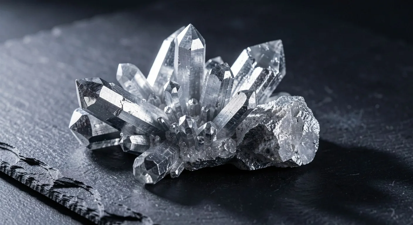 Macro view of crystalline mineral structures in dark studio lighting